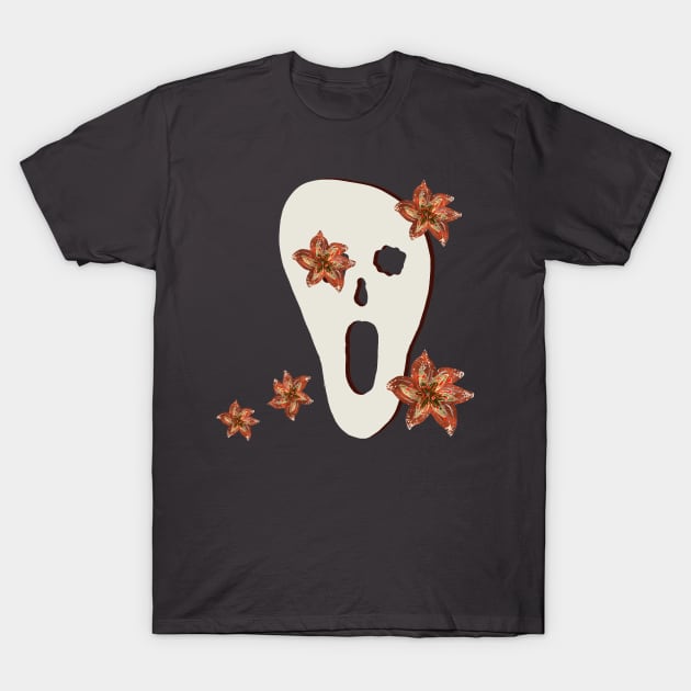 Scary mask and flowers T-Shirt by ArtKsenia